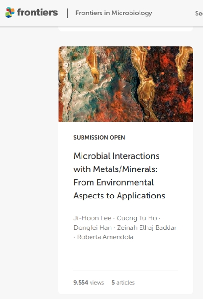 Microbial Interactions with Metals/Minerals: From Environmental Aspects to Applications 대표이미지