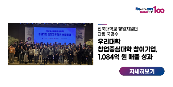 우리대학 창업중심대학 참여기업, 1,084억 원 매출 성과